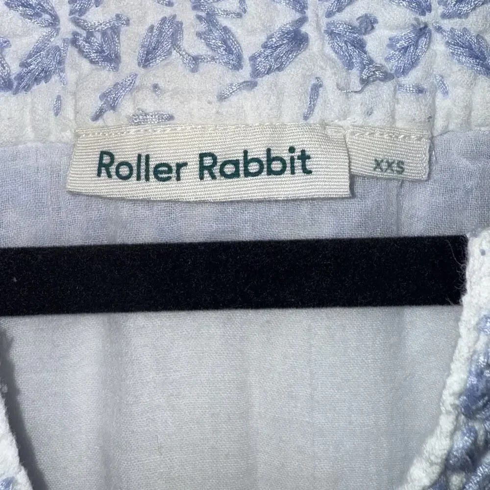 Roller Rabbit Faith Embroidered Dress White Blue Cottagecore Prairie Boho Sz XXS - Picture 4 of 9